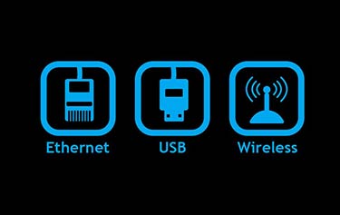 Ethernet, USB, and Wireless connections